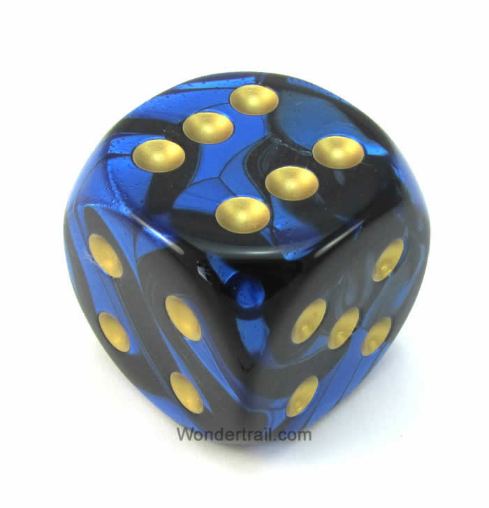 CHXDG5035 Black Blue Gemini Die Gold Pips D6 50mm (1.97in) Pack of 1 (ONLINE ORDER ONLY)