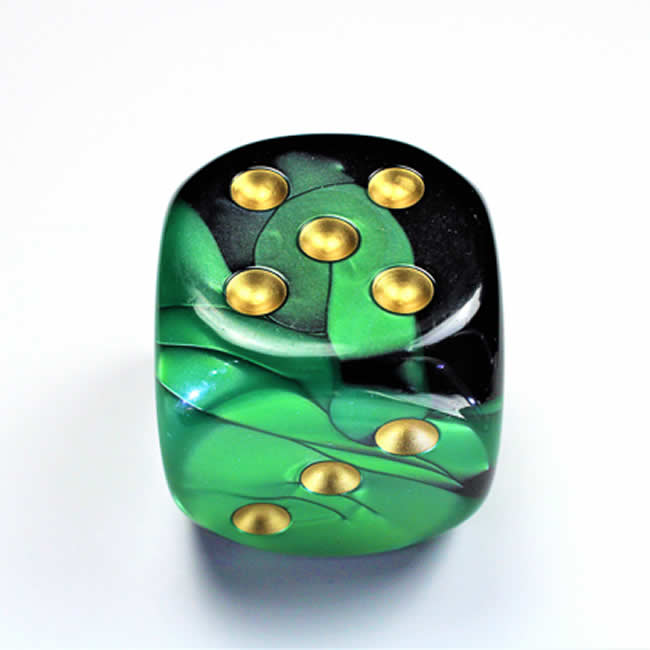 CHXDG5039 Black Green Gemini Die Gold Pips D6 50mm (1.97in) Pack of 1 (ONLINE ORDER ONLY)