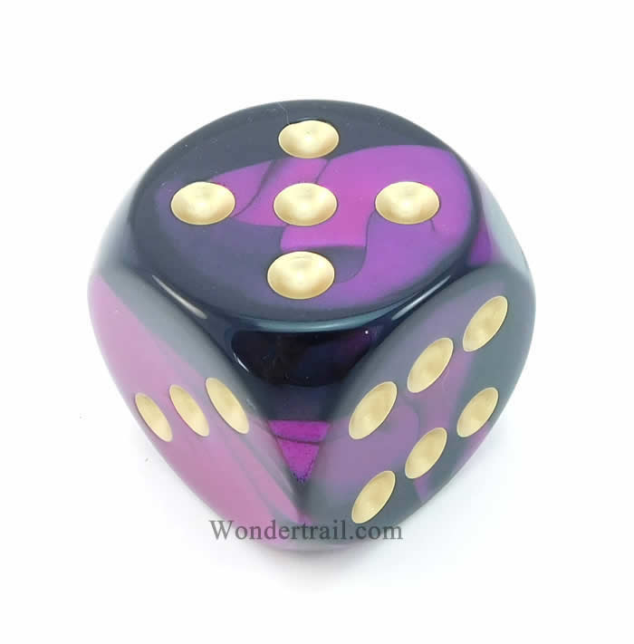 CHXDG5040 Black Purple Gemini Die Gold Colored Pips D6 50mm (1.97in) Pack of 1 (ONLINE ORDER ONLY)