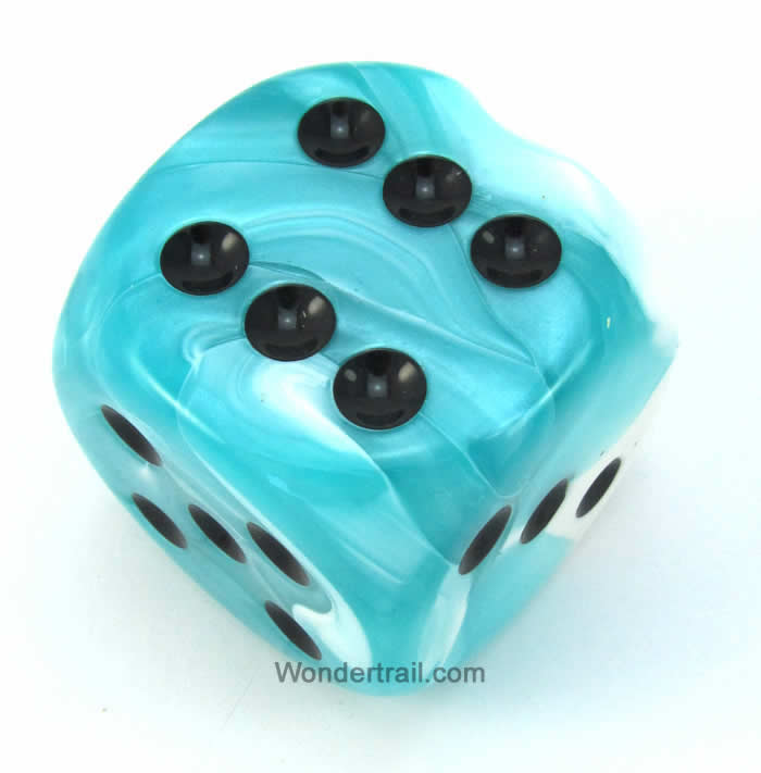 CHXDG5044 Teal White Gemini Die Black Pips D6 50mm (1.97in) Pack of 1 (ONLINE ORDER ONLY)