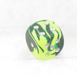 CHXDG5054 Green Yellow Gemini Die Silver Pips D6 50mm (1.97in) Pack of 1 (ONLINE ORDER ONLY)