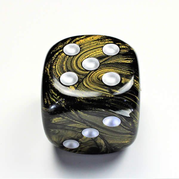 CHXDL5058 Black Gold Leaf Die with Silver Pips D6 50mm (1.97in) Pack of 1 (ONLINE ORDER ONLY)