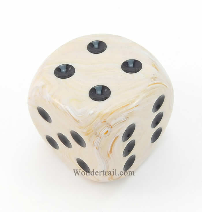 CHXDM5092 Ivory Marbleized Die Black Pips D6 50mm (1.97in) Pack of 1 (ONLINE ORDER ONLY)