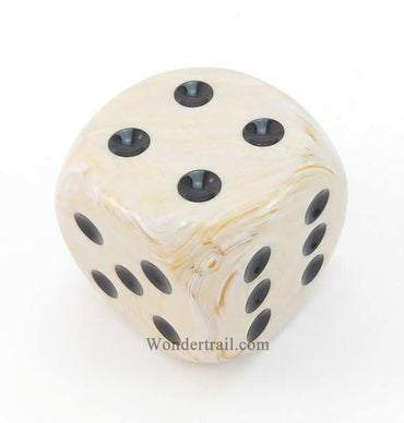 CHXDM5092 Ivory Marbleized Die Black Pips D6 50mm (1.97in) Pack of 1 (ONLINE ORDER ONLY)