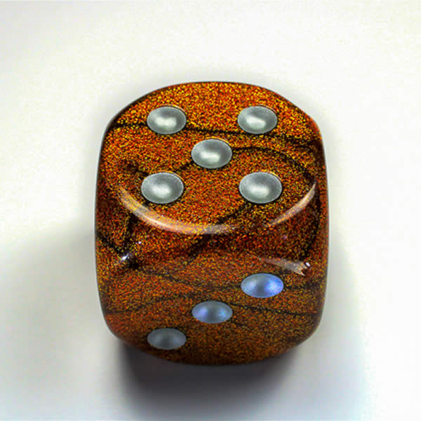 CHXDR5003 Gold Glitter Die with Silver Pips D6 50mm (1.97in) Pack of 1 (ONLINE ORDER ONLY)