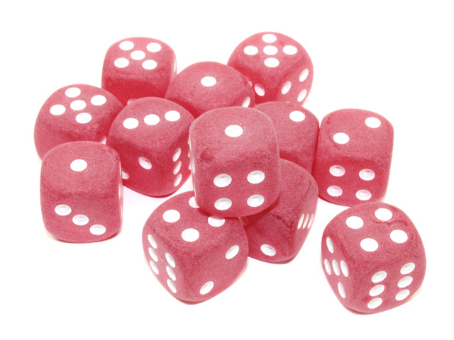 Chessex Frosted Red/White 16MM D6 Dice Block (12 dice)