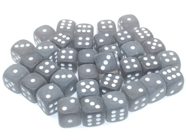 Chessex Frosted 12mm d6 Smoke/white Dice Block™ (36 dice)