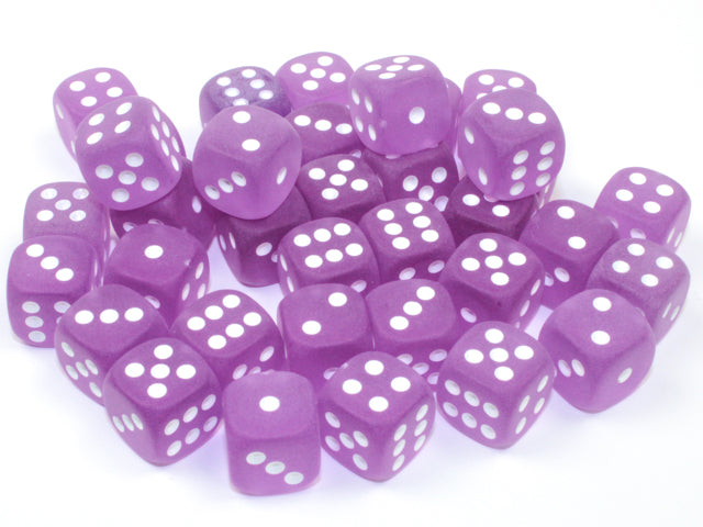 Chessex Frosted 12mm d6 Purple/white Dice Block™ (36 dice)