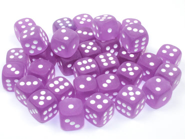 Chessex Frosted 12mm d6 Purple/white Dice Block™ (36 dice)
