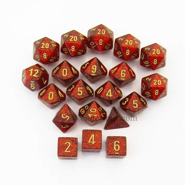 CHXLE899 Ruby Glitter Dice with Gold Numbers 16mm (5/8in) Pack of 20 (ONLINE ORDER ONLY)