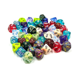 CHXLE916 Assorted Mini Dice with Numbers D10 10mm (3/8in) Pack of 50 (ONLINE ORDER ONLY)