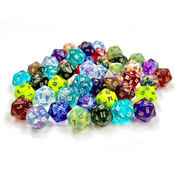 CHXLE917 Assorted Mini Dice with Numbers D20 10mm (3/8in) Pack of 50 (ONLINE ORDER ONLY)