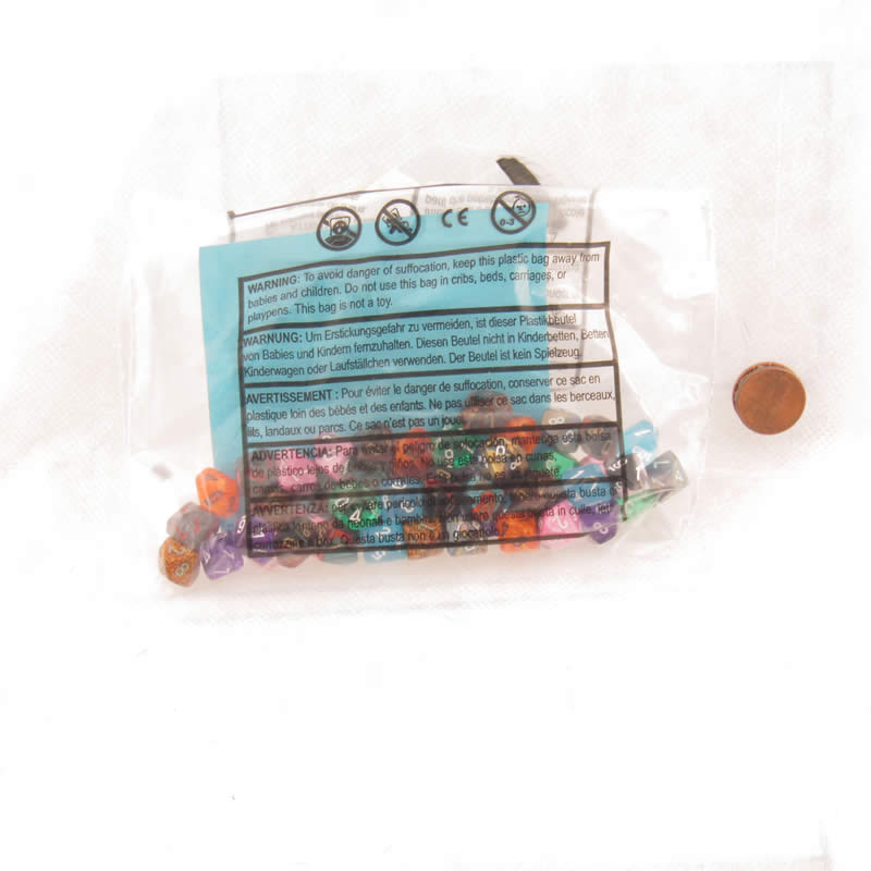 CHXLE920 Assorted Mini Dice No 3 with Numbers D10 10mm (3/8in) Pack of 50 (ONLINE ORDER ONLY)