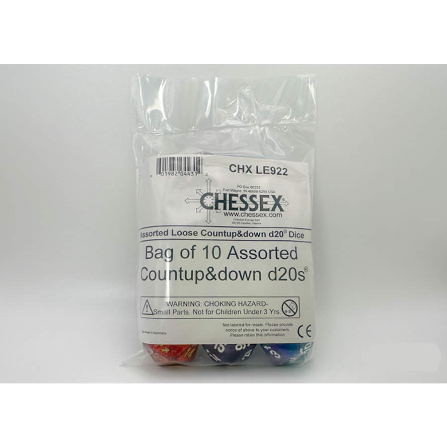 CHXLE922 Multi-Color Countup and Down with Numbers D20 Pack of 10 (ONLINE ORDER ONLY)