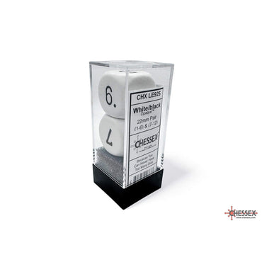 CHXLE925 White Dice with Black Numbers 1-6 and 7-12 D6 22mm (7/8in) Pack of 2 Chessex (ONLINE ORDER ONLY)