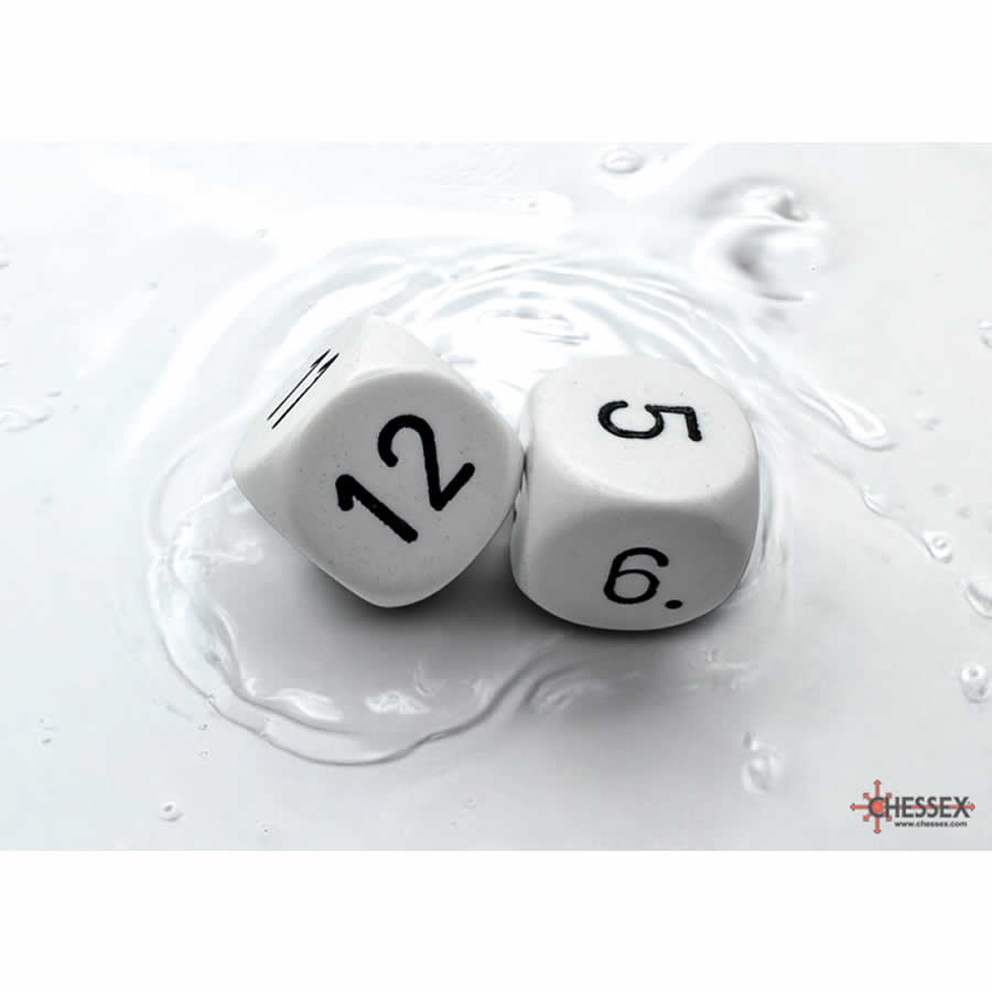 CHXLE925 White Dice with Black Numbers 1-6 and 7-12 D6 22mm (7/8in) Pack of 2 Chessex (ONLINE ORDER ONLY)
