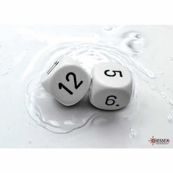 CHXLE925 White Dice with Black Numbers 1-6 and 7-12 D6 22mm (7/8in) Pack of 2 Chessex (ONLINE ORDER ONLY)
