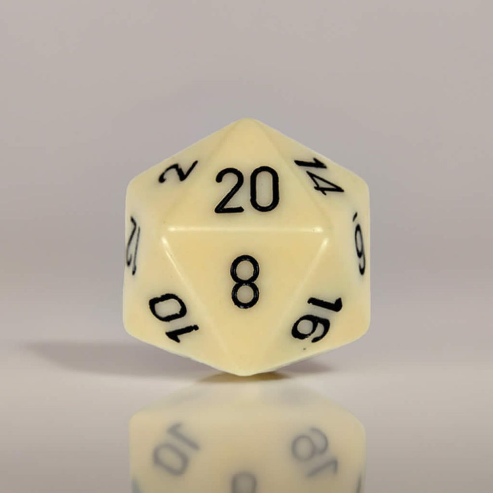 CHXXQ2000 Ivory Die with Black Numbers D20 34mm (1.34in) Pack of 1 (ONLINE ORDER ONLY)