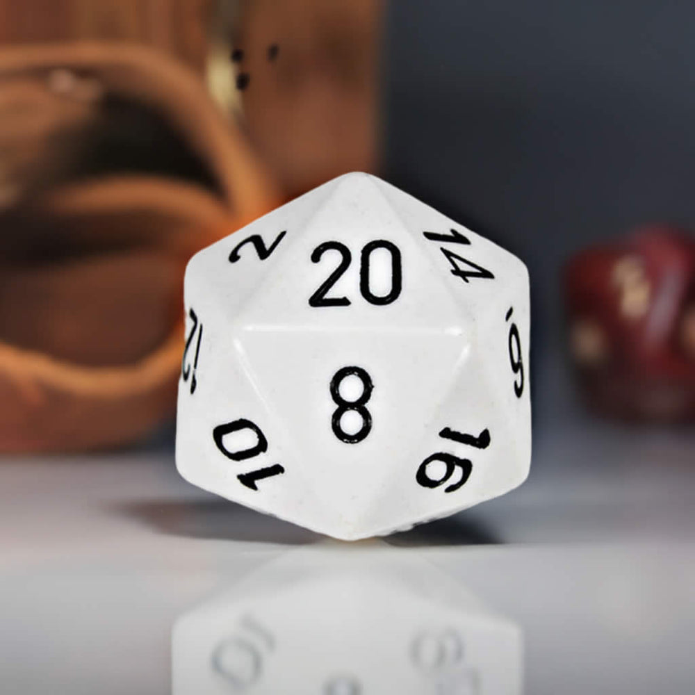 CHXXQ2001 White Opaque Die Black Numbers D20 34mm (1.34in) Pack of 1 (ONLINE ORDER ONLY)
