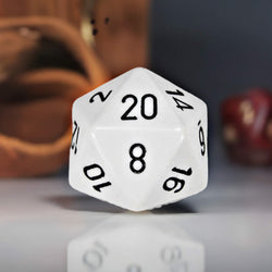 CHXXQ2001 White Opaque Die Black Numbers D20 34mm (1.34in) Pack of 1 (ONLINE ORDER ONLY)