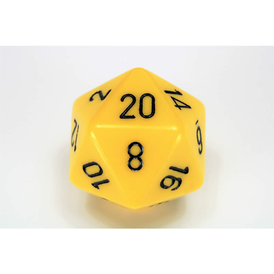 CHXXQ2002 Yellow Opaque Die Black Numbers D20 34mm (1.34in) Pack of 1 (ONLINE ORDER ONLY)