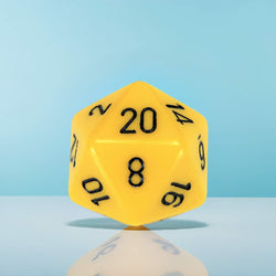 CHXXQ2002 Yellow Opaque Die Black Numbers D20 34mm (1.34in) Pack of 1 (ONLINE ORDER ONLY)