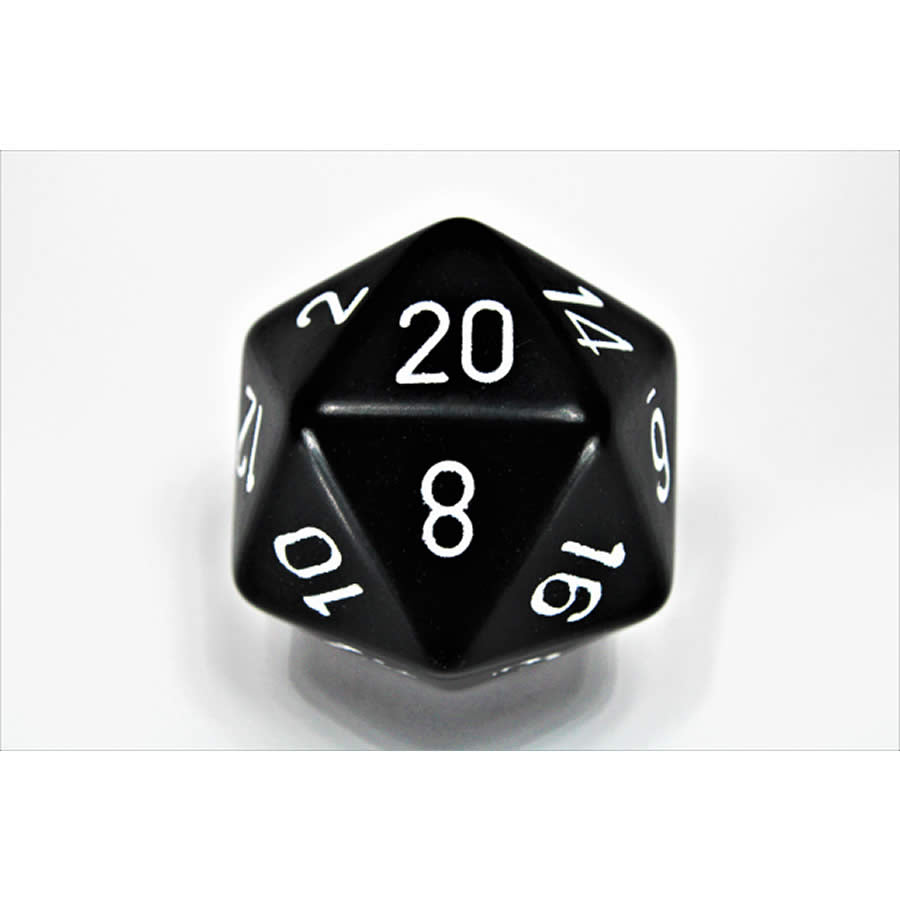 CHXXQ2008 Black Opaque Die White Numbers D20 34mm (1.34in) Pack of 1 (ONLINE ORDER ONLY)