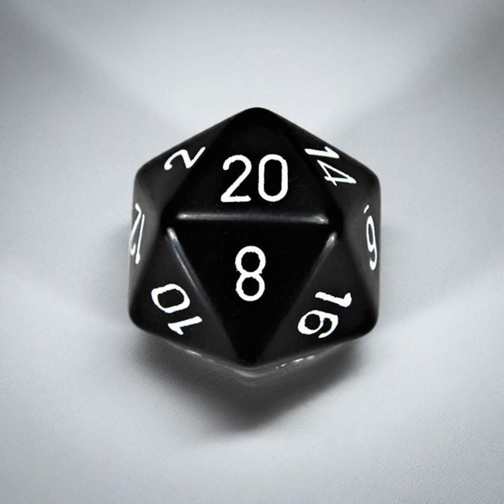 CHXXQ2008 Black Opaque Die White Numbers D20 34mm (1.34in) Pack of 1 (ONLINE ORDER ONLY)