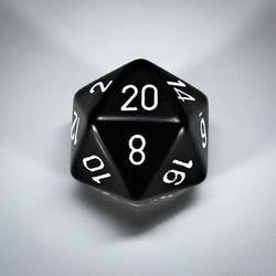 CHXXQ2008 Black Opaque Die White Numbers D20 34mm (1.34in) Pack of 1 (ONLINE ORDER ONLY)