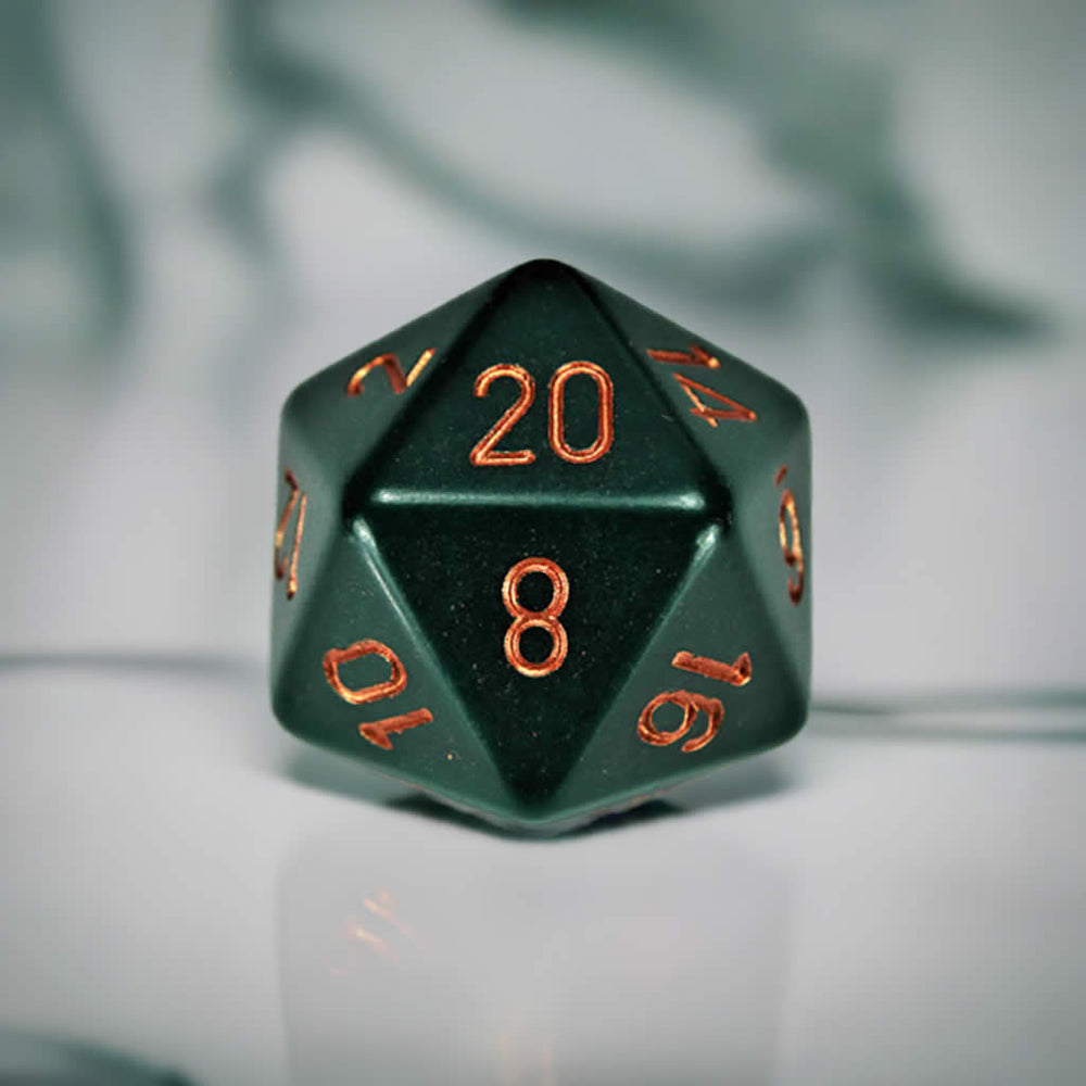 CHXXQ2015 Dusty Green Opaque Die Copper Numbers D20 34mm Pack of 1 (ONLINE ORDER ONLY)