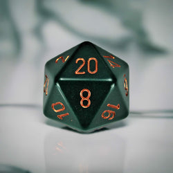 CHXXQ2015 Dusty Green Opaque Die Copper Numbers D20 34mm Pack of 1 (ONLINE ORDER ONLY)