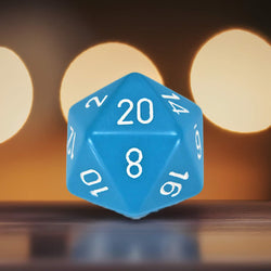 CHXXQ2016 Light Blue Opaque Die White Numbers D20 34mm Pack of 1 (ONLINE ORDER ONLY)