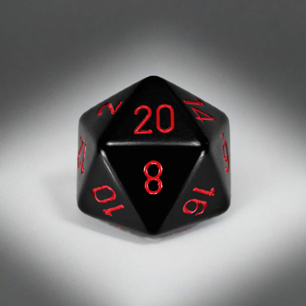 CHXXQ2018 Black Opaque Die Red Numbers D20 34mm (1.34in) Pack of 1 (ONLINE ORDER ONLY)