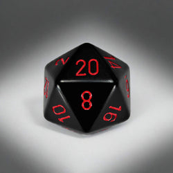 CHXXQ2018 Black Opaque Die Red Numbers D20 34mm (1.34in) Pack of 1 (ONLINE ORDER ONLY)