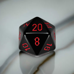 CHXXQ2018 Black Opaque Die Red Numbers D20 34mm (1.34in) Pack of 1 (ONLINE ORDER ONLY)