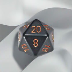CHXXQ2020 Dark Grey Opaque Die Copper Numbers D20 34mm Pack of 1 (ONLINE ORDER ONLY)