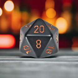 CHXXQ2020 Dark Grey Opaque Die Copper Numbers D20 34mm Pack of 1 (ONLINE ORDER ONLY)