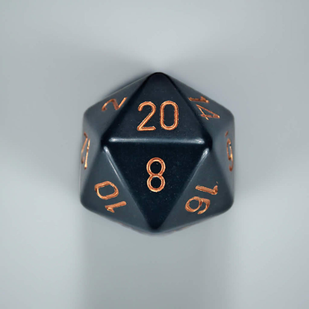 CHXXQ2026 Dusty Blue Opaque Die Copper Numbers D20 34mm Pack of 1 (ONLINE ORDER ONLY)