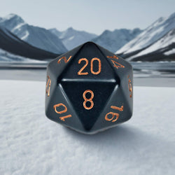 CHXXQ2026 Dusty Blue Opaque Die Copper Numbers D20 34mm Pack of 1 (ONLINE ORDER ONLY)