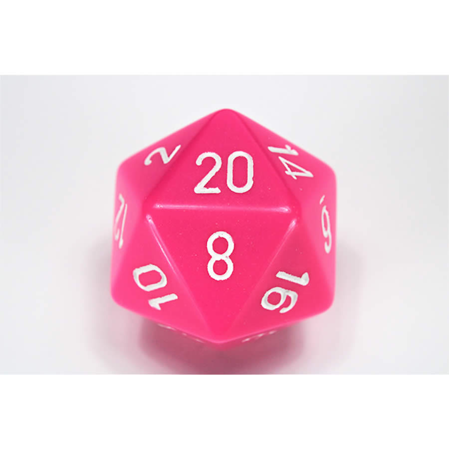 CHXXQ2044 Pink Opaque Die White Numbers D20 34mm (1.34in) Pack of 1 (ONLINE ORDER ONLY)