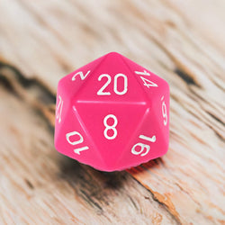 CHXXQ2044 Pink Opaque Die White Numbers D20 34mm (1.34in) Pack of 1 (ONLINE ORDER ONLY)