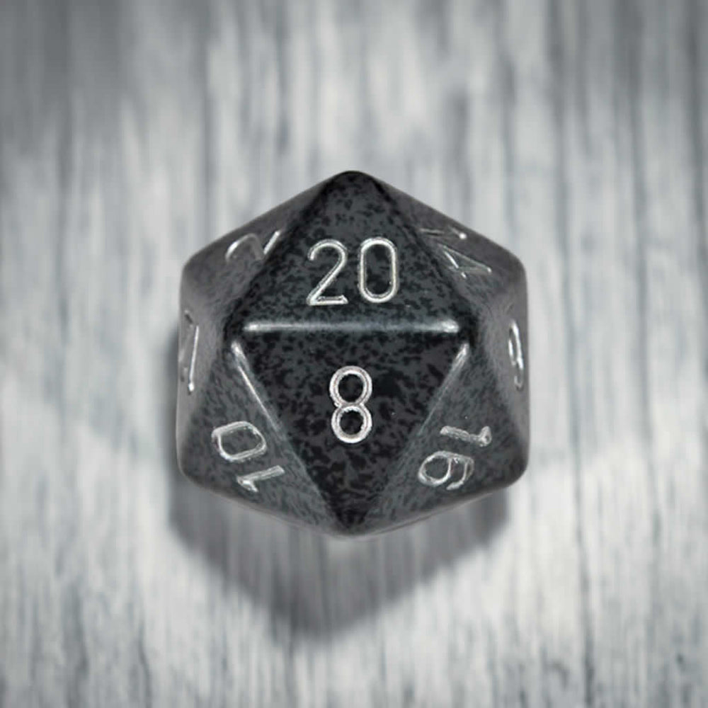 CHXXS2003 Hi-Tech Speckled Die Silver Numbers D20 34mm Pack of 1 (ONLINE ORDER ONLY)