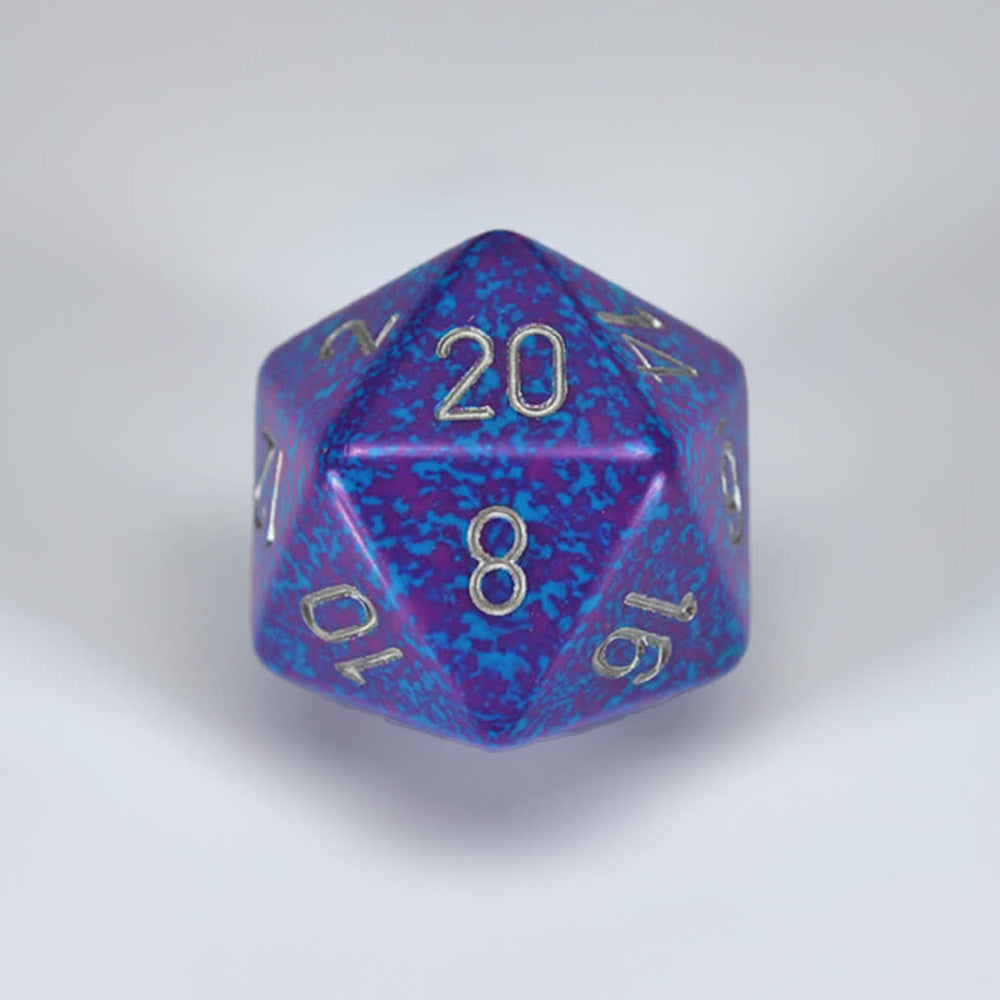 CHXXS2004 Silver Tetra Speckled Die Silver Numbers D20 34mm Pack of 1 (ONLINE ORDER ONLY)