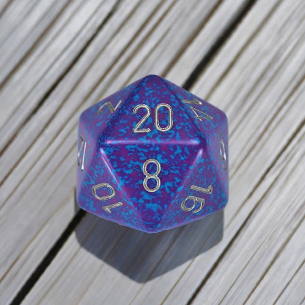 CHXXS2004 Silver Tetra Speckled Die Silver Numbers D20 34mm Pack of 1 (ONLINE ORDER ONLY)