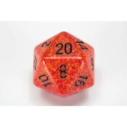 CHXXS2021 Fire Speckled Die Black Numbers D20 34mm (1.34in) Pack of 1 (ONLINE ORDER ONLY)