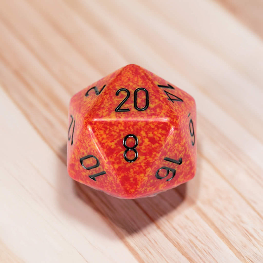 CHXXS2021 Fire Speckled Die Black Numbers D20 34mm (1.34in) Pack of 1 (ONLINE ORDER ONLY)