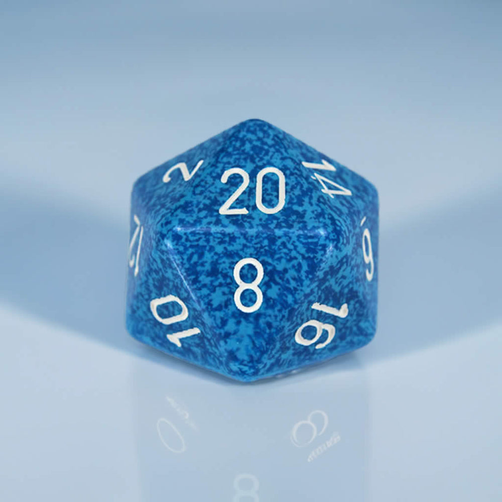 CHXXS2023 Water Speckled Die White Numbers D20 34mm Pack of 1 (ONLINE ORDER ONLY)