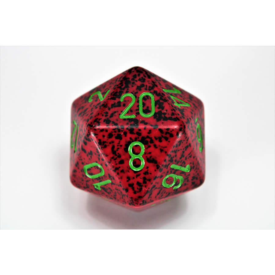 CHXXS2035 Strawberry Speckled Die Green Numbers D20 34mm Pack of 1 (ONLINE ORDER ONLY)