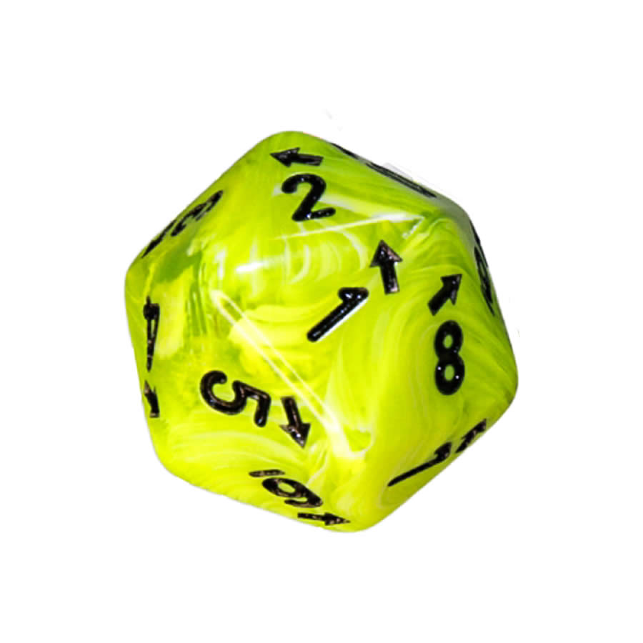 CHXXVUD00 Bright Green Vortex Countup and Down Die with Black Numbers D20 25mm (1in) Pack of 1 (ONLINE ORDER ONLY)