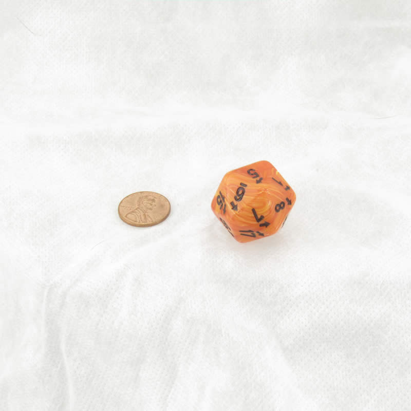 CHXXVUD03 Orange Vortex Countup and Down Die with Black Numbers D20 25mm (1in) Pack of 1 (ONLINE ORDER ONLY)